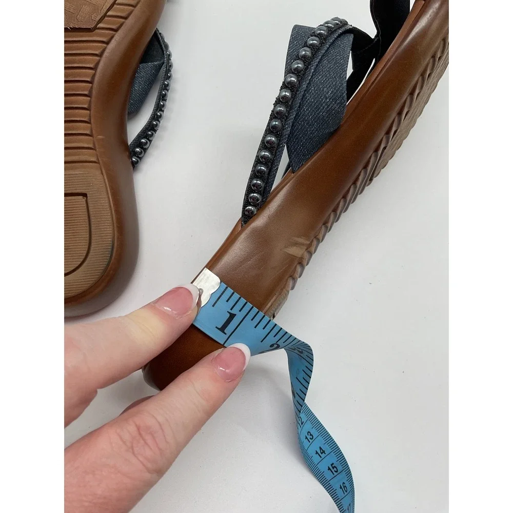 Italiana Denim Thong Sandals Beaded Detail Casual‎ Summer Slides Size 9M - Picture 8 of 10